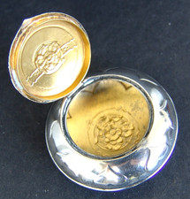 EDLE VERSILBERTE INNEN VERGOLDETE ALPACCA JUGENDSTIL SCHNUPFTABAK / SCHMUCK DOSE
