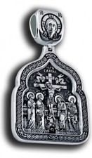 Orthodoxe 925 Silber Kreuz  Крест- Икона  Nikolaj Chudotworetz  NEU