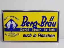 Antikes Brauereischild Imoglas Berg-Bräu Brauerei Leimen bei Heidelberg Neu 50er