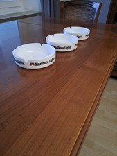 Marlboro Lights Aschenbecher, Weiß, ca 14,5 cm Durchmesser, Vintage, 3 Stück