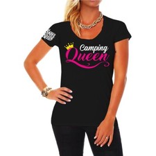 Damen T-Shirt Camping Queen