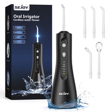 SEJOY Munddusche Kabellos 300ml Wasser Flosser 5 Modi Zahnzwischenraumreiniger