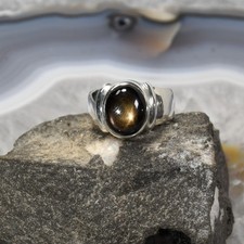 Schwarzer Stern Saphir Ring, 925 Silber, Edelsteinring (24324), Edelsteinschmuck