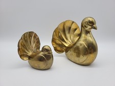 Messing Tauben Paar Midcentury Turteltaube Skulptur Vogel 50er 60er 70er