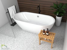 freistehende Badewanne Standbadewanne 152x75 165x80 180x82 cm Badbank Tisch Holz