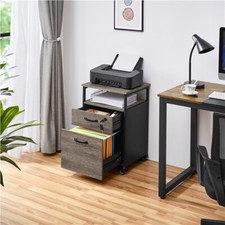 Mobiler Aktenschrank mit 2 Schubladen & 1 offenem Ablagefach Schwarz/Taupe