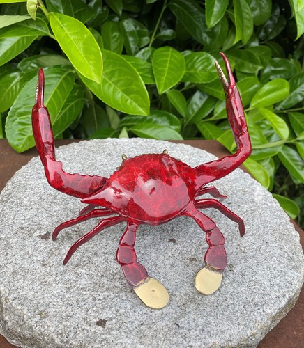 Bronzefigur krabbe 14x18cm rot - krabbe,