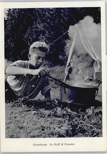 50554426 kochen am zelt - kochen,