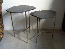 2-Set Lambert Beistell-Tische, Modell "Cava", sehr guter Zustand, Granit schwarz