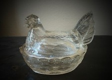 Huhn Pressglas Butterdose  Transparent 15x12x4,5 cm Hoch ca.12,5 cm