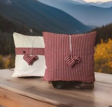 1x Landhausstil Kissenbezug,Kissenhülle, Dekokissen rot/weiß kariert 40x40cm.