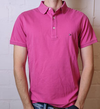Tommy Hilfiger Herren-Poloshirt – Slim Fit – Größe M – Kurze Ärmel – Rosa