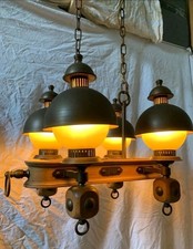 Antike Hängelampe Landhaus, Metal, Holz