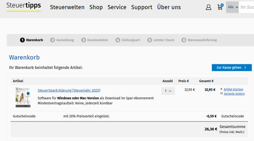 Steuertipps gutschein - 20%, steuertipps.de