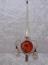 Christbaumspitze Reflexkugel Leonidischer Draht Glöckchen Weihnachten - Vintage