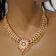 Collier Halskette Strass Gold