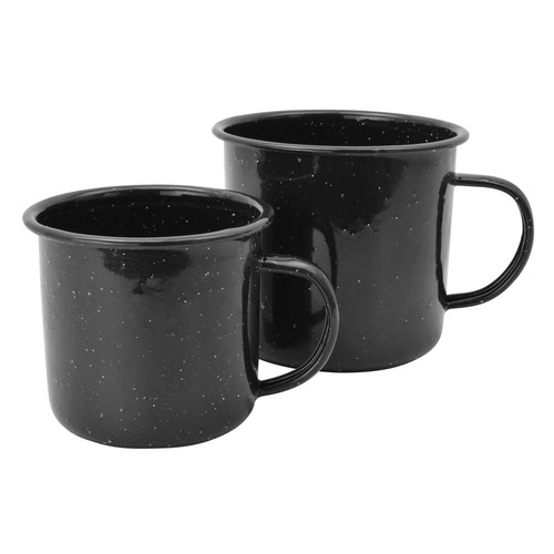 Western becher emaille schwarz - emaille,