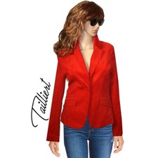 H&M Casual Feincord Cord Leichte Jacke Blazer Tailliert Rot NEUWERTIG Gr.34 36