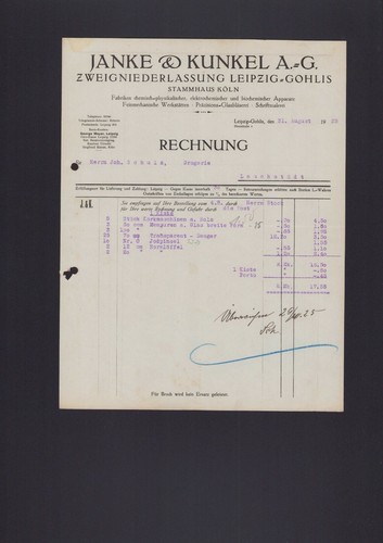 Leipzig rechnung 1925 janke - 1925,,