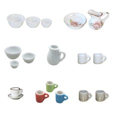 Miniatur Geschirr Tassen Schüsseln Kannen 1-4 cm, Mini Deko Zubehör Wichtel