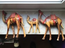 3er Set Kamel Kamele aus Holz Deko Statue Figuren 70er *Antik*