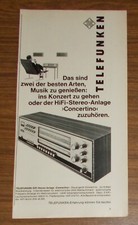 Seltene Werbung vintage TELEFUNKEN CONCERTINO HiFi Stereo Anlage 1967
