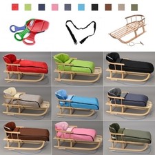 Holzschlitten mit Rückenlehne Winterfußsack Schlitten aus Holz Fleece TOP Farben