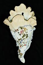 Spät- Biedermeier Porzellan Vase ° WANDVASE ° Füllhorn mit handbemalten Blumen