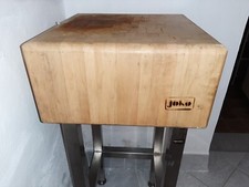 Hackklotz aus Holz für Fleischer oder Hobbyschlachter- Edelstahlgestell