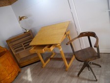 Bauhaus Schreibtisch  Zeichentisch Arbeitstisch Werkbank alt antik Buche ( C )