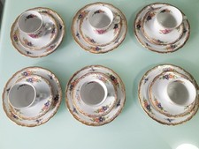 Winterling Kirchenlamitz Kaffeegedecke für 6 Personen mit Blumen u. Goldrand