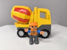 LEGO Duplo Betonmischer LKW Drehbar Bauarbeiter Figur Truck Gelb Rot Concrete