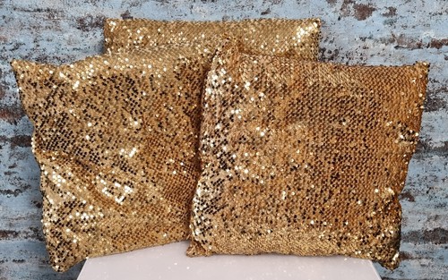 3er set deko kissen - set, gold