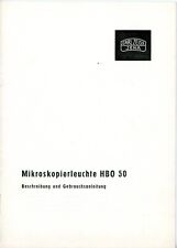 ZEISS Bedienungsanleitung MIKROSKOPIERLEUCHTE HBO 50 Manual Mikroskop (Y5140