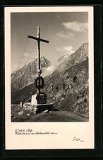 Ansichtskarte St. Jakob i. Defr., Heldenkreuz am Stallersattel, Kränze 1932 
