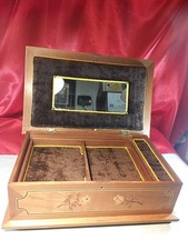 Alte Schmuck Schatulle Spiegel Holztruhe Holzkiste Intarsien Truhe Schloss (5800