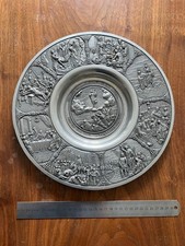 großer Zinnteller Frieling-Zinn mit christlichen Motiven 1,385 kg