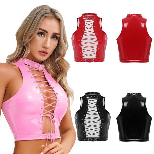 Damen leder crop top - damen,