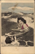 Künstler Ak Badende in der Meeresbrandung, Simplicissimus Serie II... - 10434042