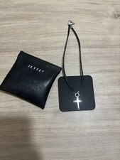 NP 79,99€ JETTE JOOP  925er Silber, Halskette (Leder) mit Kreuz Anhänger & Etui