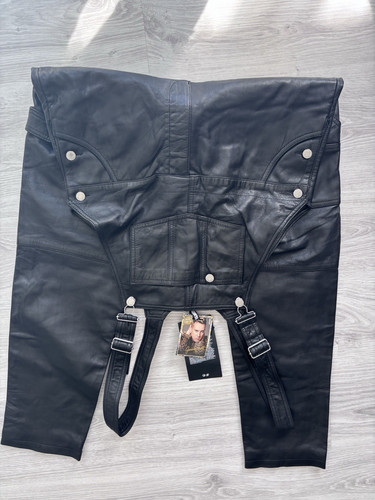 Moschino damen leder latzhose - moschino, leder-latzhose