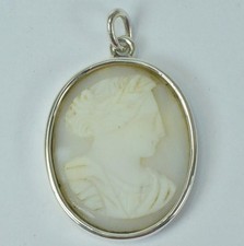 Anhänger mit Muschel gemme Kamee in aus 925 er Silber pendant Tracht