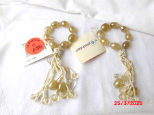 2 Stück Serviettenringe Perlen elfenbein-gelblich Durchmesser 5 cm Anhänger 9 cm