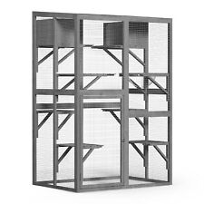 Wiltec Freilaufgehege Katzen 116x82x175,7cm Katzenfreigehege Holz Außengehege