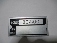 Typenschild Renault Motor-Schild ID plate moteur 804-00 Gordini Alpine 110 s67