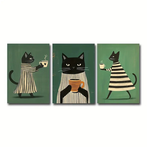 Leinwanddruck katzen kaffee - ,