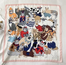 LUXUS SCHAL 70*70 SCARF HOHE QUALITÄT KATZEN KUNSTSEIDE CHARMEUSE BLOGGER TUCH