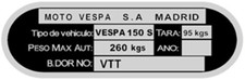 Typenschild Motovespa