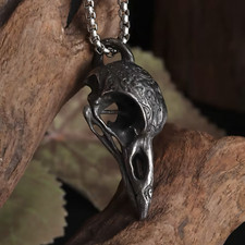 Wikinger Kette mit Raben Anhänger – Hugin und Munin, Runen Rocker Schmuck