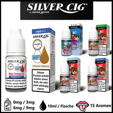 Silver Cig Premium E-Liquid 10ml E-Zigarette 3mg 6mg 9mg Nikotin 15 Aromen